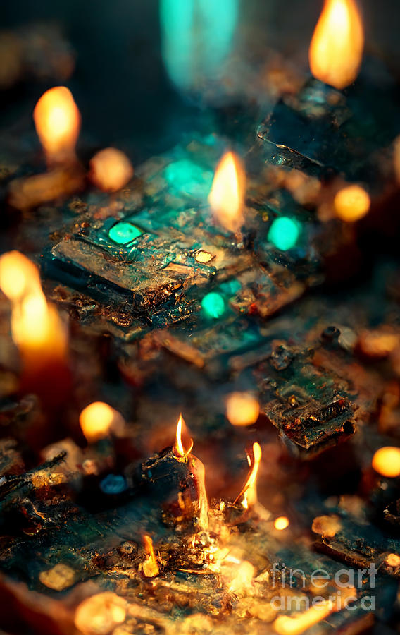Fire Digital Art - Burning display by Andreas Thaler