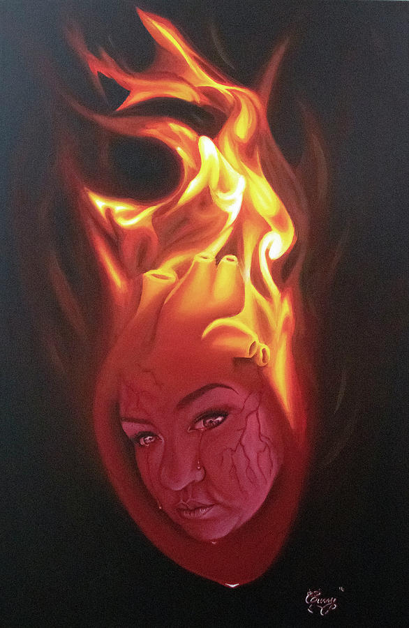 Burning Heart Painting by Myron Curry