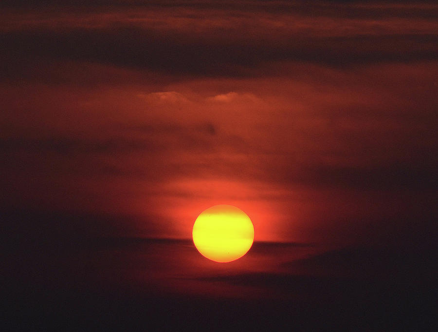 Orb Burning, Sunset in Coastal North Carolina, Photograph, Print Photograph by Eric Abernethy