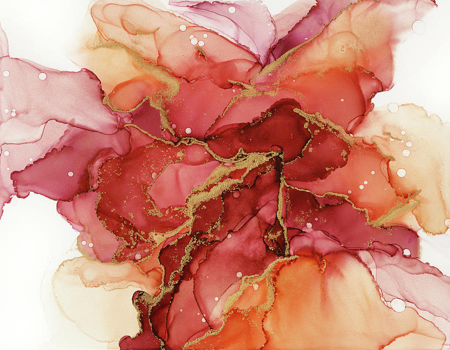 Alcohol Ink Painting - Burning Passion - Abstract Ink Art by Olga Shvartsur