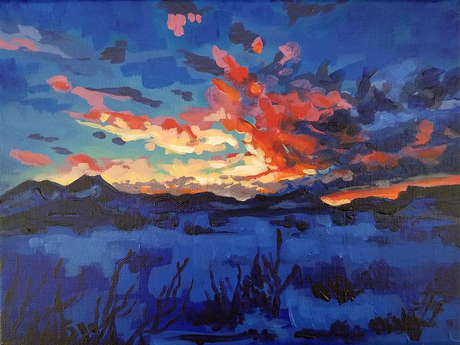 Burning Sky Painting by Allison Fox