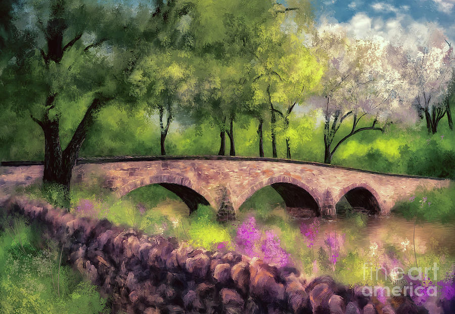 Burnside Bridge In Spring Digital Art by Lois Bryan