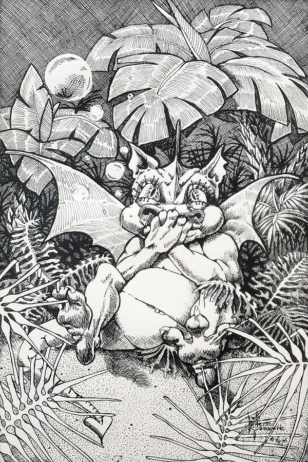 Burping Dragon Drawing by Merana Cadorette