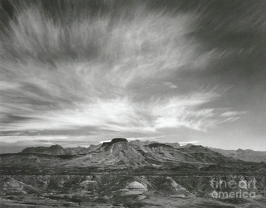 Ansel Adams Photograph - Burro Mesa and the Chisos Mountains Big Bend National Park Texas 1942 by Ansel Adams
