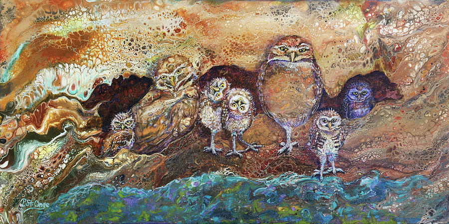 Burrowing Owl Family Painting by Pat St Onge