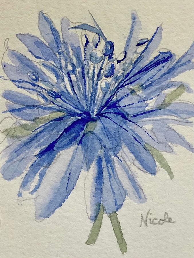 Flowers Still Life Painting - Burst of Blue by Nicole Curreri