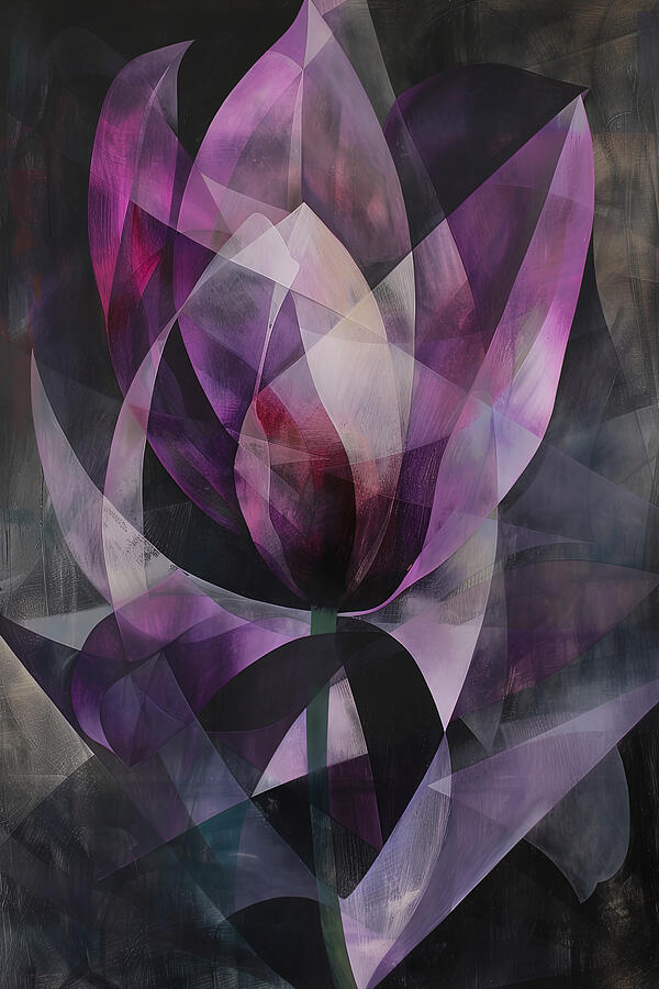 Burst of Purple in Geometric Form Painting by Lourry Legarde