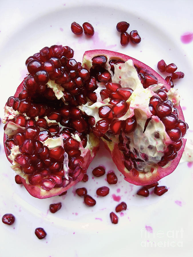 Still Life Photograph - Bursting Pomegranate by Rebecca Harman