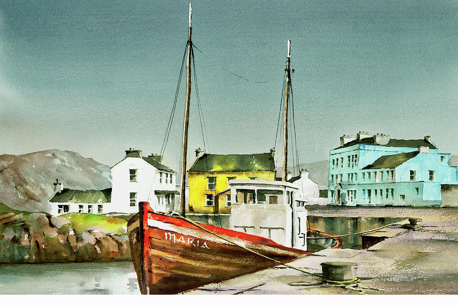 Burtonport Harbour, Donegal Painting by Val Byrne