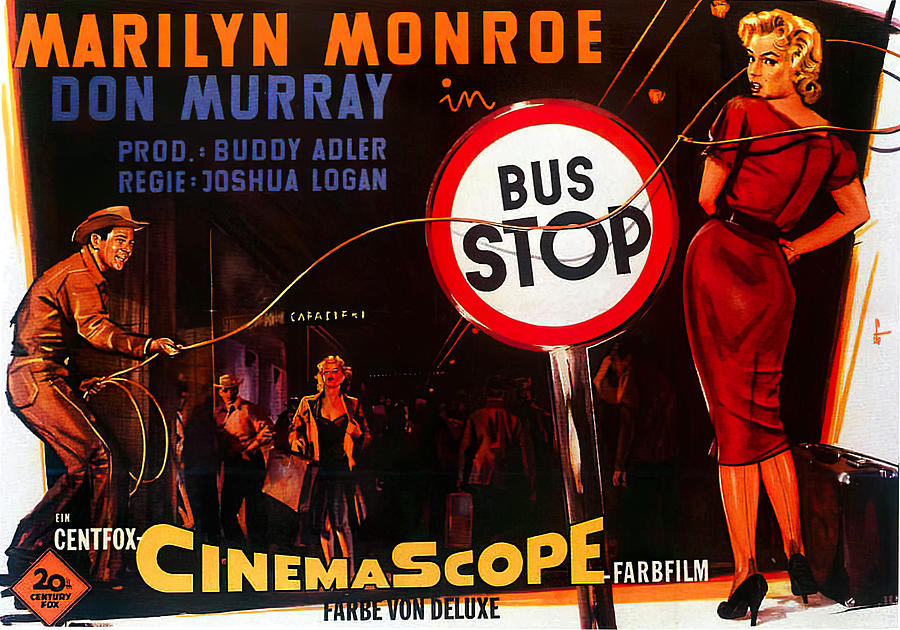 Marilyn Monroe Mixed Media - Bus Stop, with Marilyn Monroe and Don Murray, 1956 by Movie World Posters