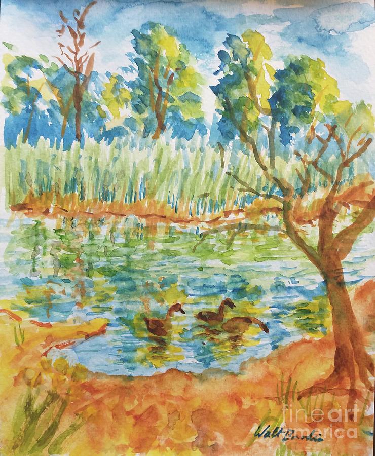 Buse pond ducks Painting by Walt Brodis