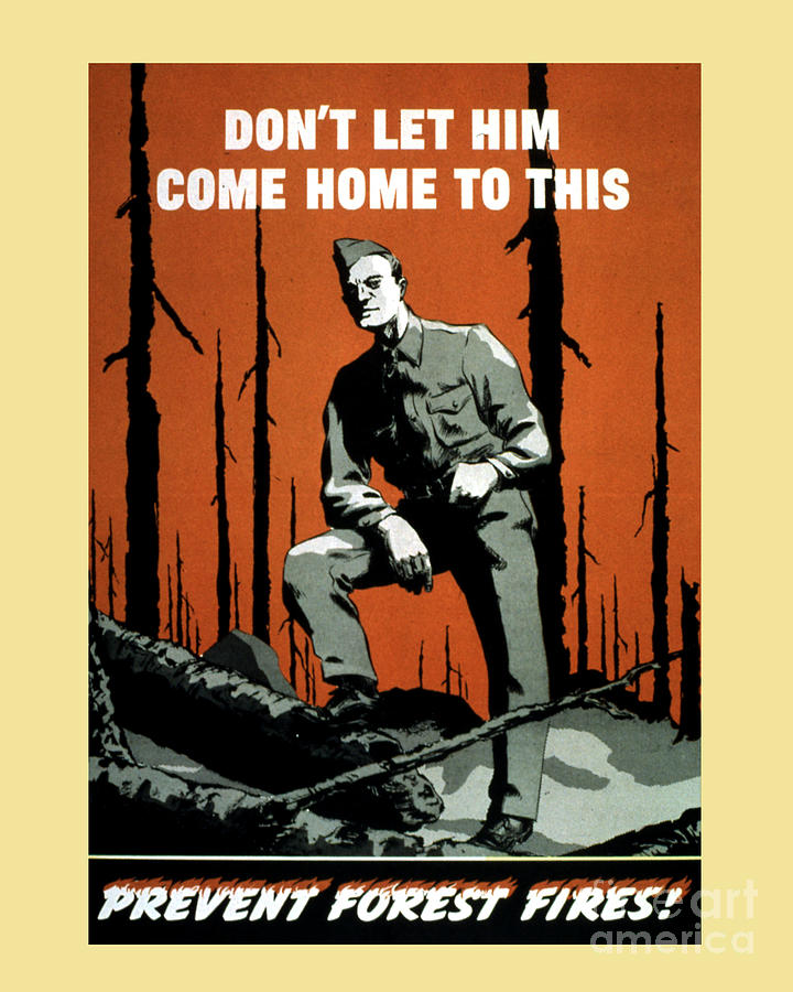 Summer Mixed Media - Bush Fire Prevention Propaganda Poster by Madame Memento