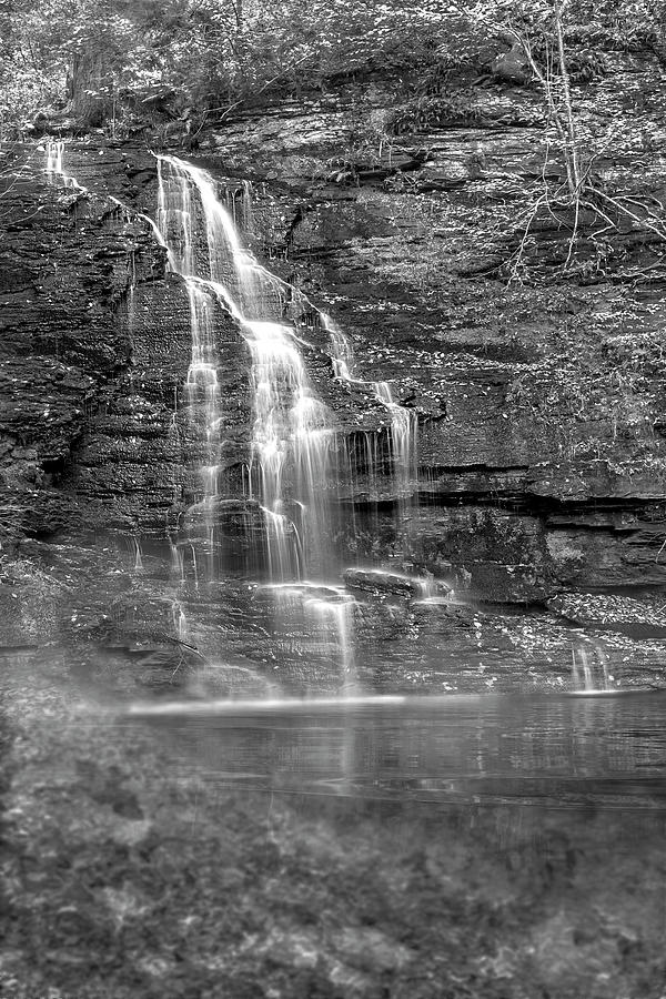 Bushkill PA Bridal Veil Falls BW Photograph by Susan Candelario