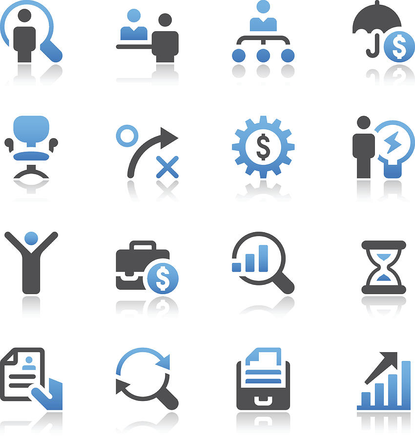 Business and Human Resources Icon Set Drawing by Fonikum