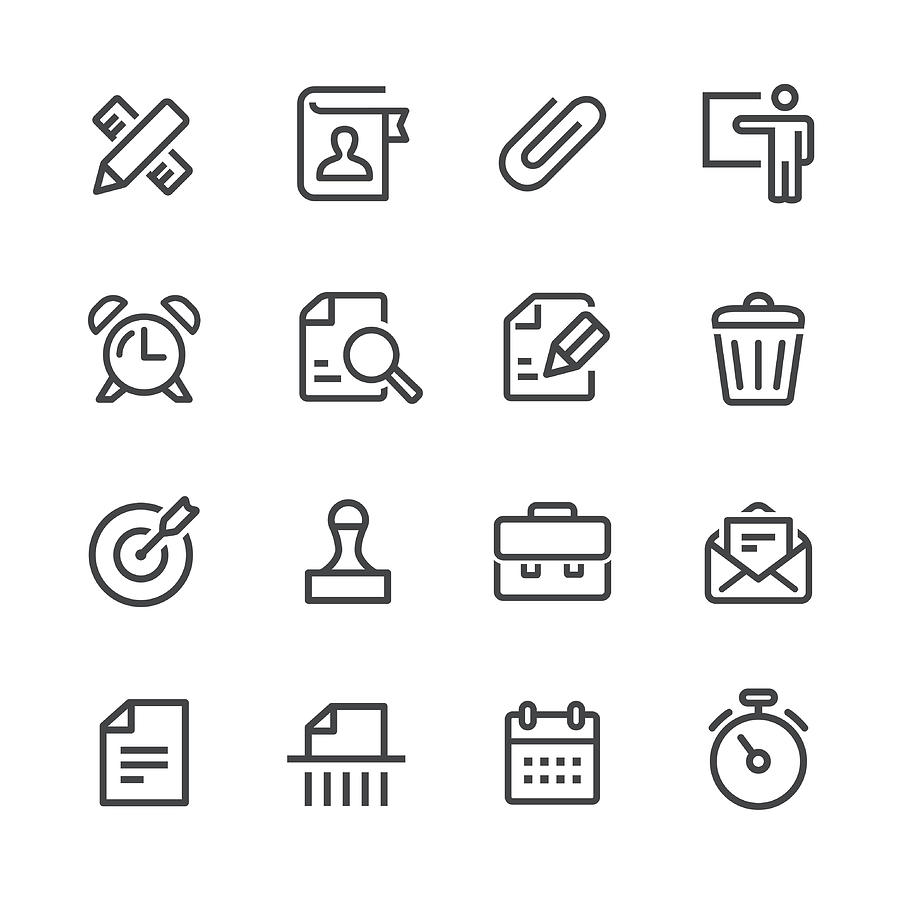 Business and Office Icons Set - Line Series Drawing by -victor-