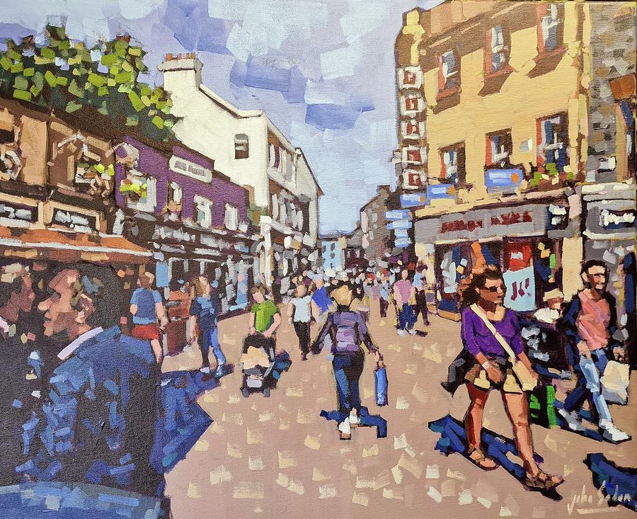 Streetscape Painting - Business as usual, Shop Street, Galway by John Soden