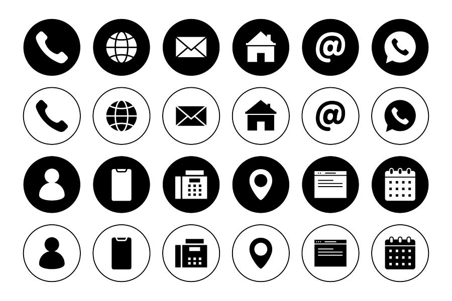 Business Card Icons such as phone, mail, address, web page, contact and so on Drawing by Illustrator de la Monde Business Card Icons such as phone, mail, address, web page, contact and so on Drawing by Illustrator de la Monde