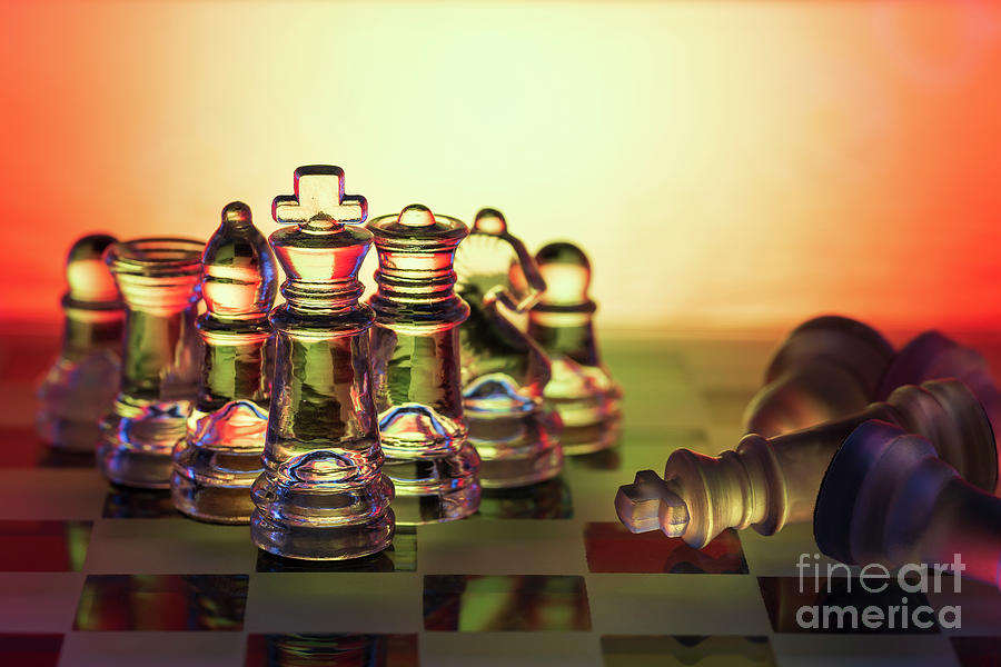 Business concept - chess pieces - team, company, strategy, win, checkmate, success macro Photograph by Pablo Avanzini