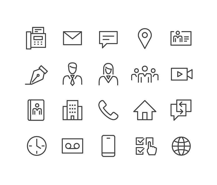 Business Contact Icons - Classic Line Series Drawing by -victor-
