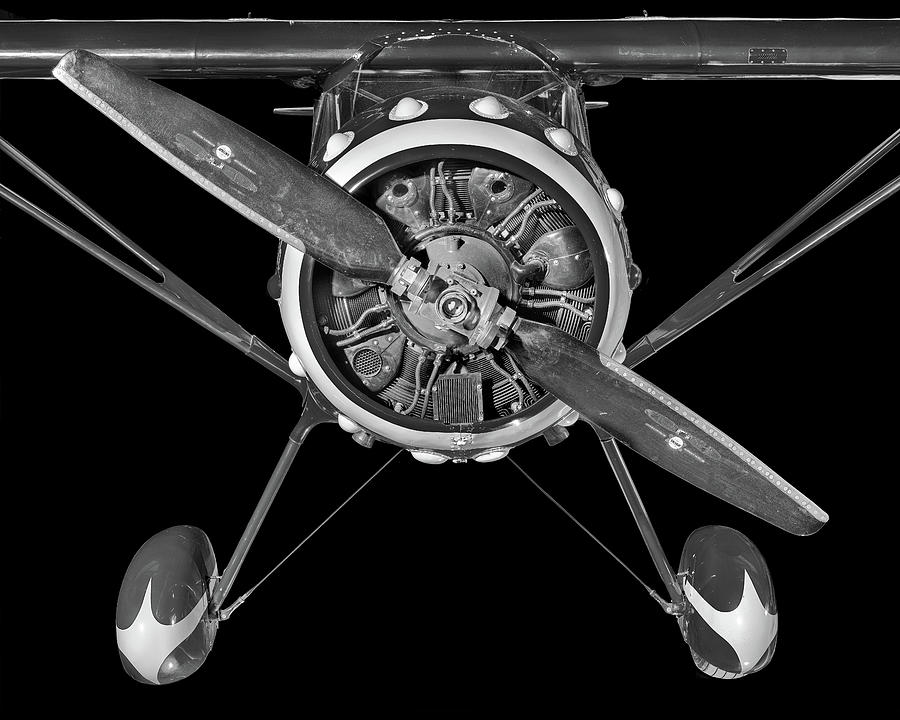 Business End Of A Monocoupe 110 Special In Black And White Photograph