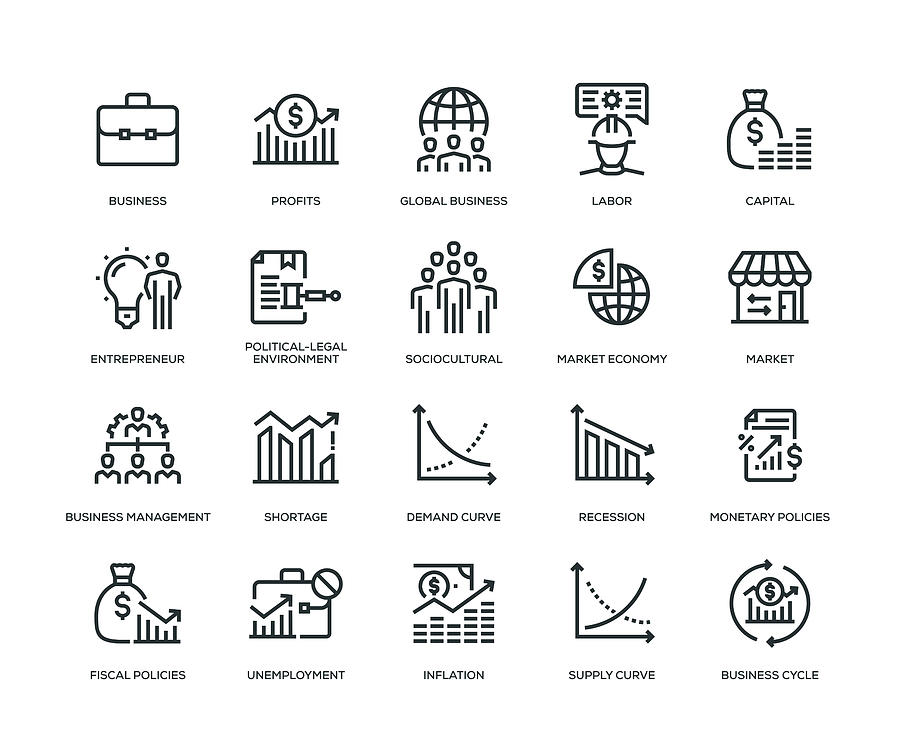 Business Essentials Icon Set Drawing by Enis Aksoy