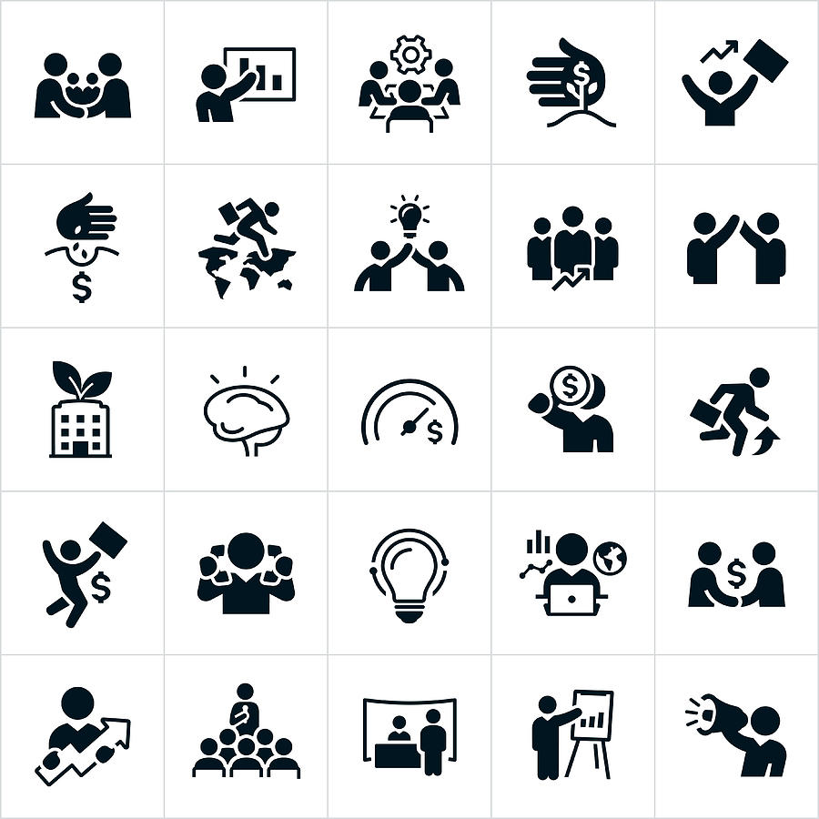 Business Growth And Development Icons Drawing by Appleuzr