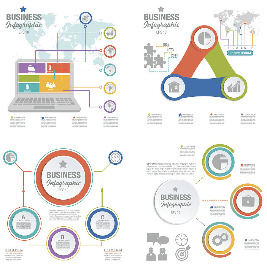Business Infographic template With 3D Circles And Iocns Drawing by Diane555