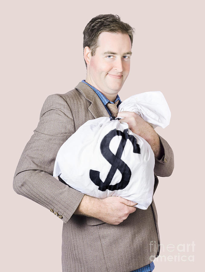 Business man holding money bag with dollar sign Photograph by Jorgo  Photography - Fine Art America