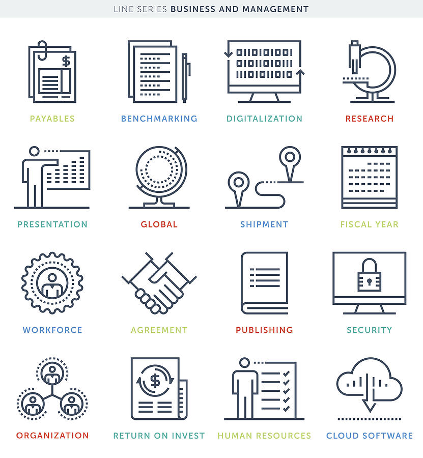 Business Management Icon Set Drawing by Ilyast