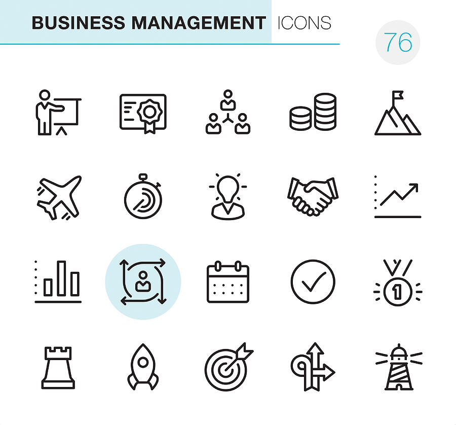 Business Management - Pixel Perfect icons Drawing by Lushik