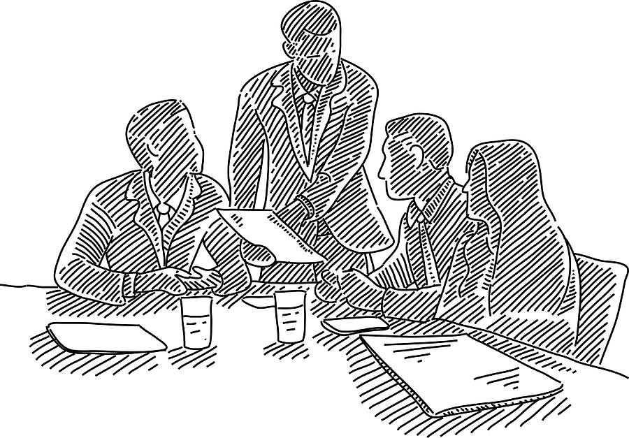 Business meeting Drawing Drawing by LEOcrafts