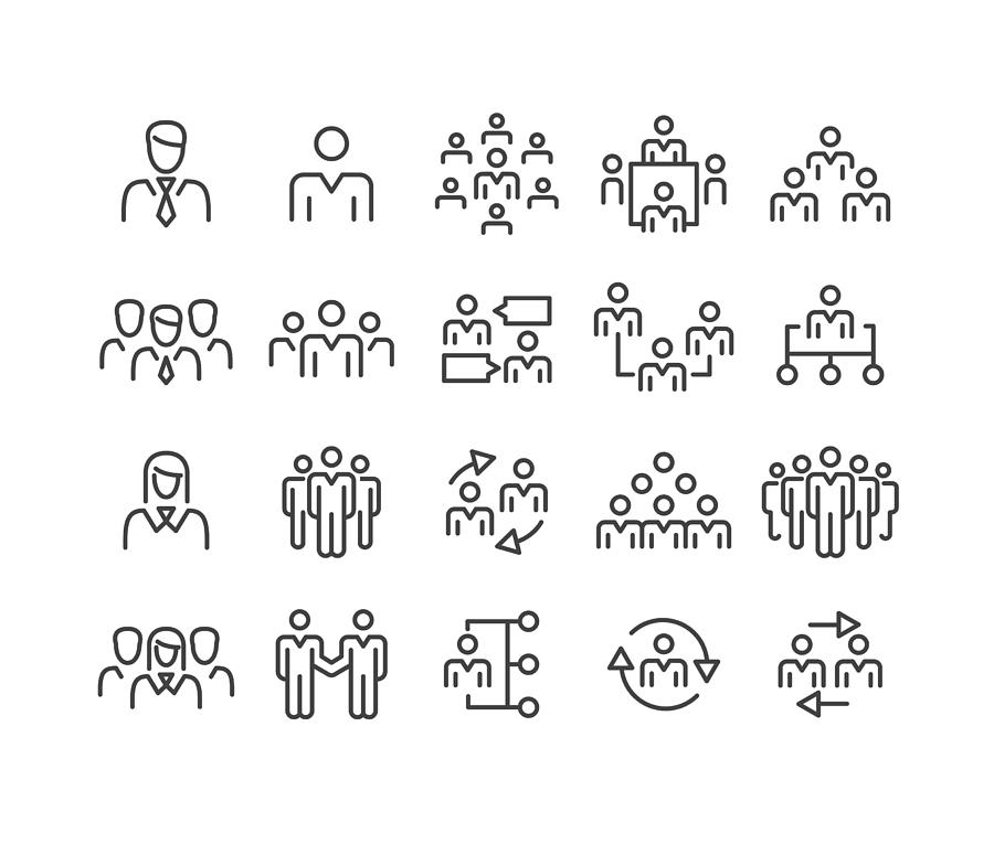 Business People Icons - Classic Line Series Drawing by -victor-