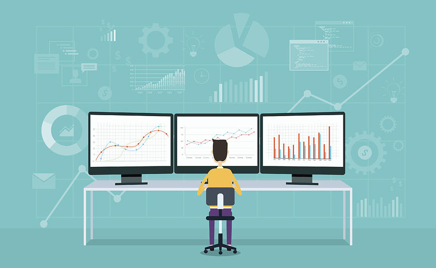 Business People On Monitor Report Graph And Business Analyze Drawing by TCmake_photo