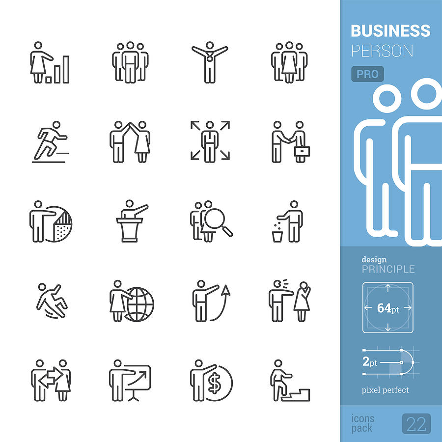 Business Person related vector icons - PRO pack Drawing by Lushik
