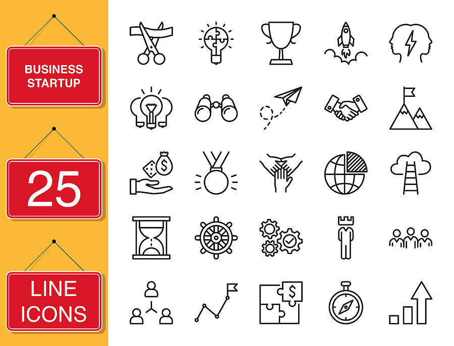 Business Startup Set Of Thin Line Vector Icons Drawing by Tuncay GÜNDOĞDU Business Startup Set Of Thin Line Vector Icons Drawing by Tuncay GÜNDOĞDU
