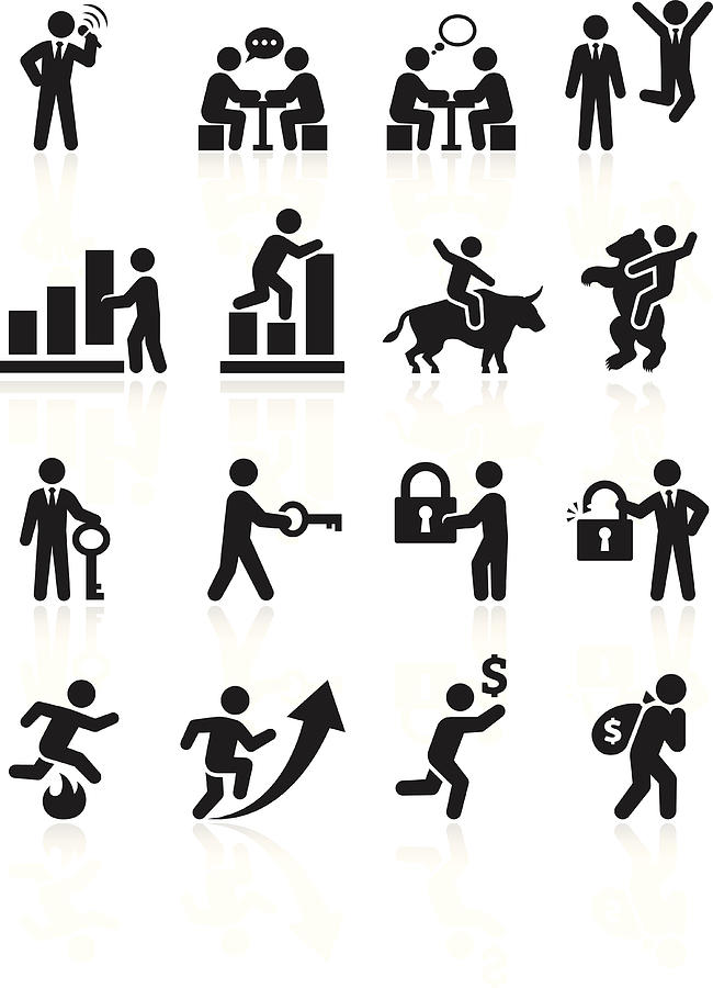 Business success and achievement royalty free vector interface icon set Drawing by Bubaone