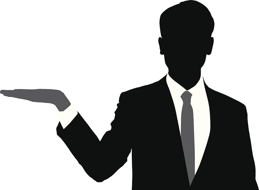 Businessman Presenting Silhouette Drawing by Blackred
