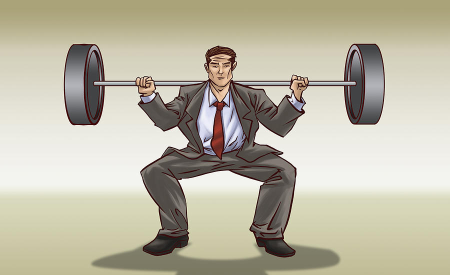 Businessman weightlifting Drawing by Fotosearch