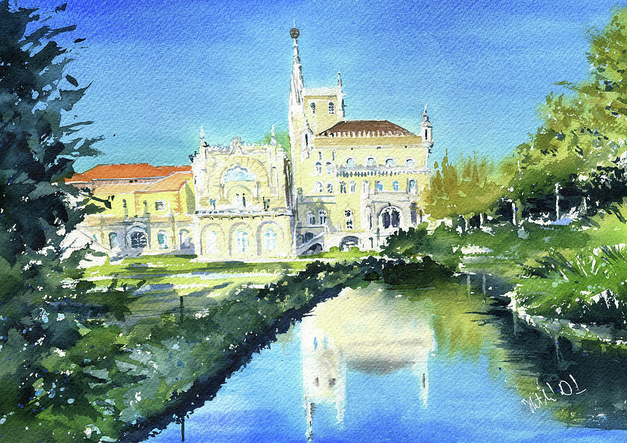Bussaco Palace in Portugal Painting Painting by Dora Hathazi Mendes