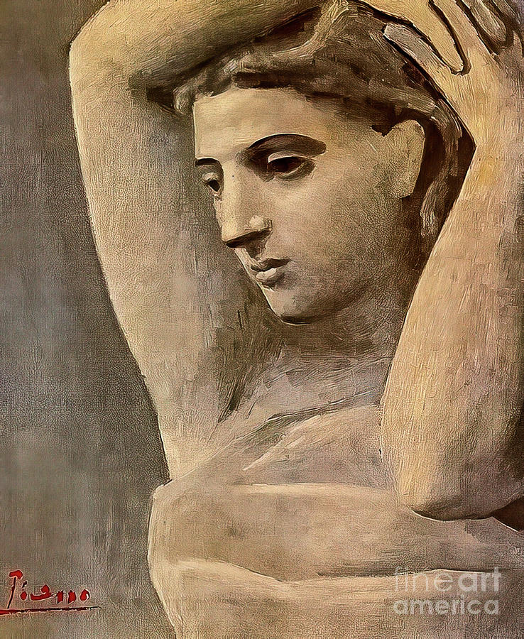 Bust of a Woman Arms Raised by Pablo Picasso 1922 Drawing by Pablo Picasso