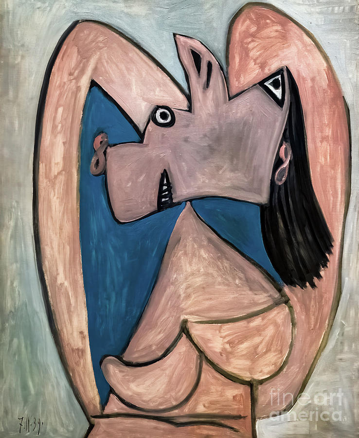 Bust of a Woman with Arms Crossed Behind Her Head by Pablo Picas Painting by Pablo Picasso