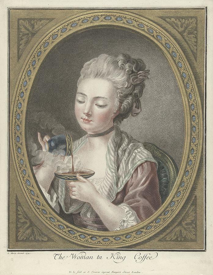 Bust Of A Young Woman Drinking Coffee, Louis Marin Bonnet, 1774 Painting