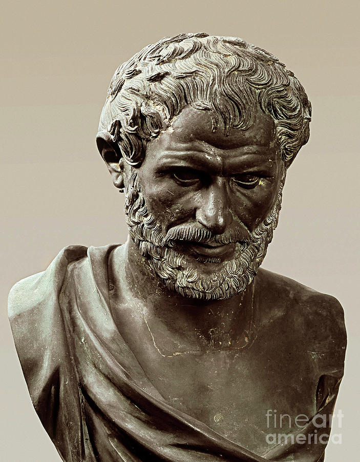 Greek Sculpture - Bust Of Aristotle, Greek Philosopher And Scientist by Greek School