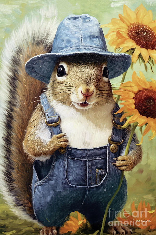 Squirrel Painting - Buster Blue Jeans by Tina LeCour