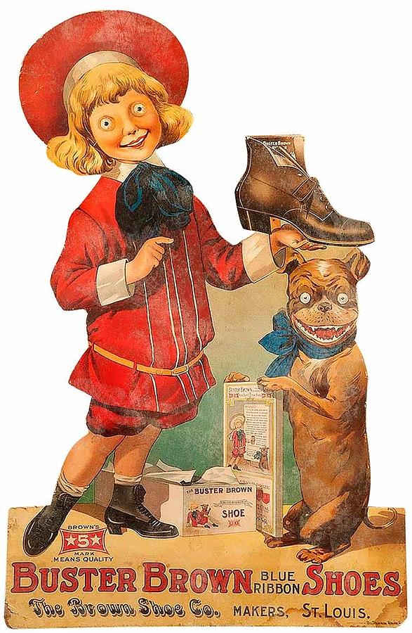 Buster Brown Blue Ribbon Shoes Boy With Dog Tige Cody Cookston 