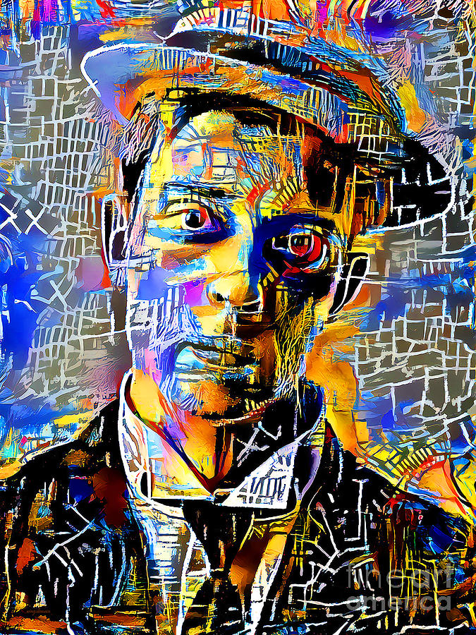 Buster Keaton in Vibrant Contemporary Urban Graffiti 20210724 Photograph by Wingsdomain Art and Photography