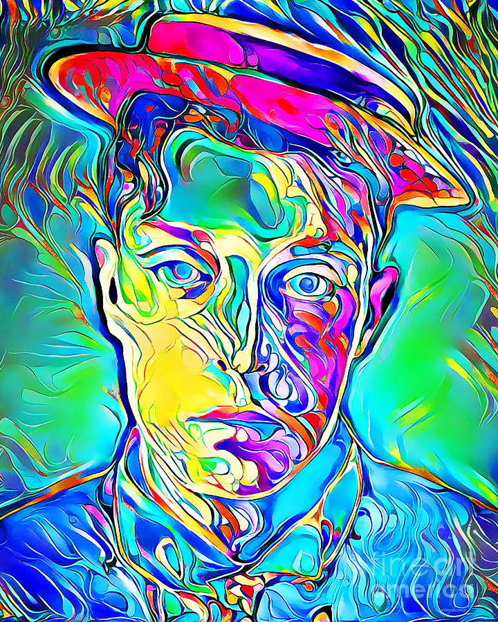 Buster Keaton in Vibrant Painterly Wavy Colors 20200523 Photograph by Wingsdomain Art and Photography