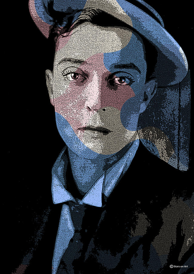 Buster Keaton modernized portrait Mixed Media by Movie World Posters