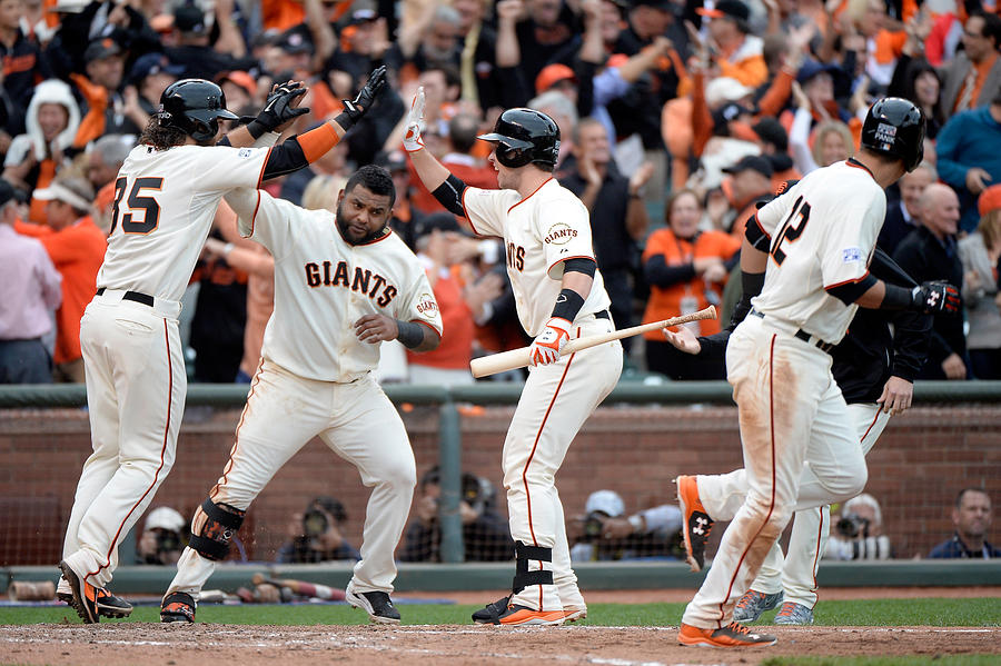 Buster Posey, Pablo Sandoval, and Brandon Crawford Photograph by Harry How