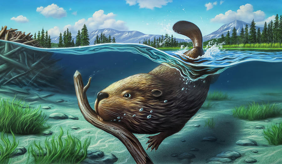 Busy Beaver Painting by Jerry LoFaro